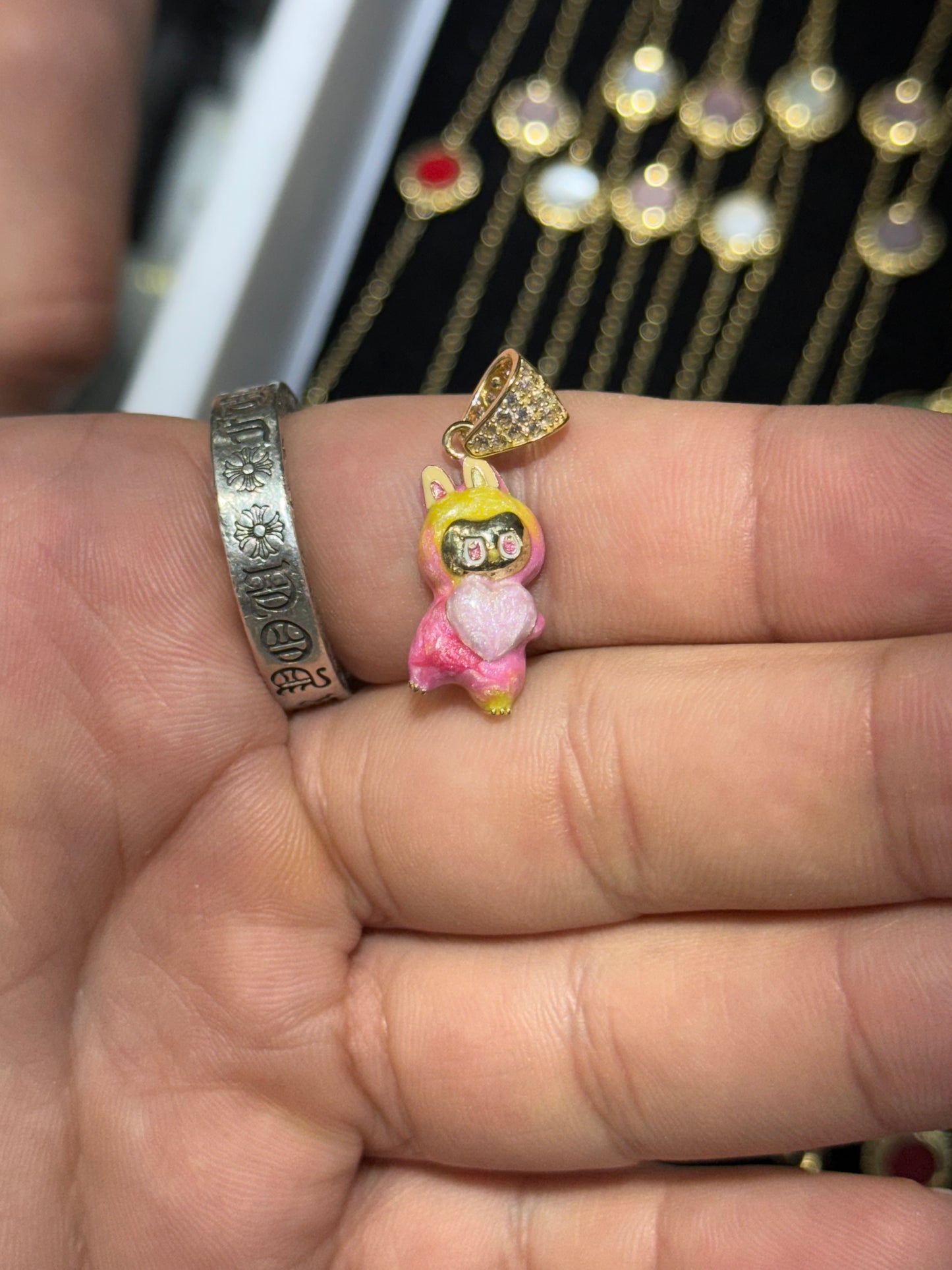 Mini Labubu Pendant – 14kt Yellow Gold